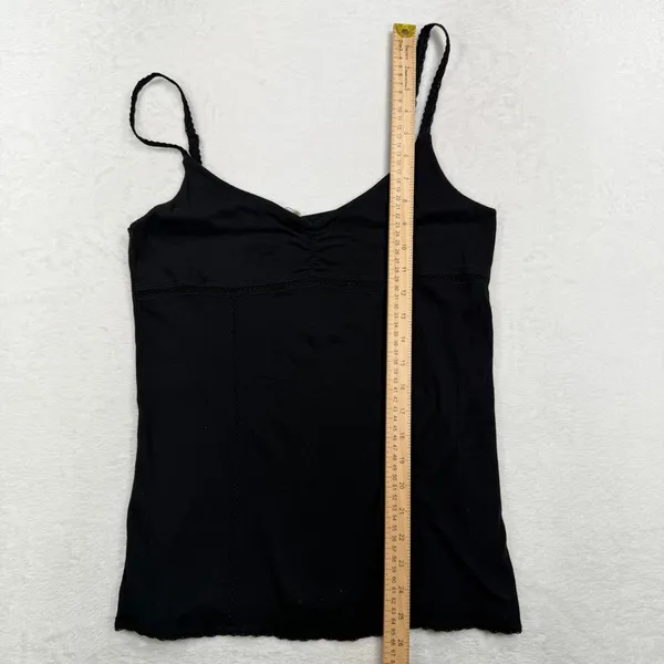 VTG Y2K Old Navy Large Cami Tank Top Lace Trim Babydoll Black Coquette Layering - Image 10