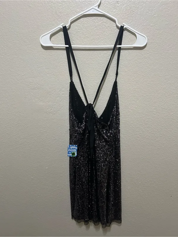 NWT Intimately Free People Gold Rush Sequin Mini Dress Medium Glam Party - Image 6