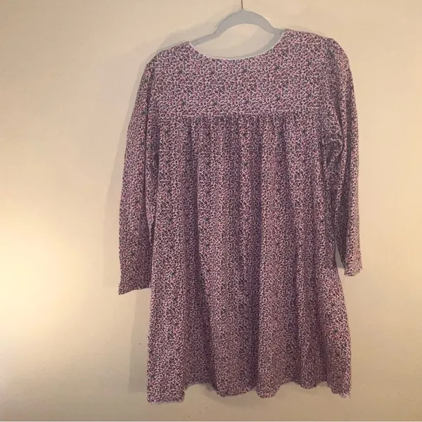 Eileen West Pink Embroidered Floral Nightgown S Cotton Long Sleeve Ruffle Lace - Image 9