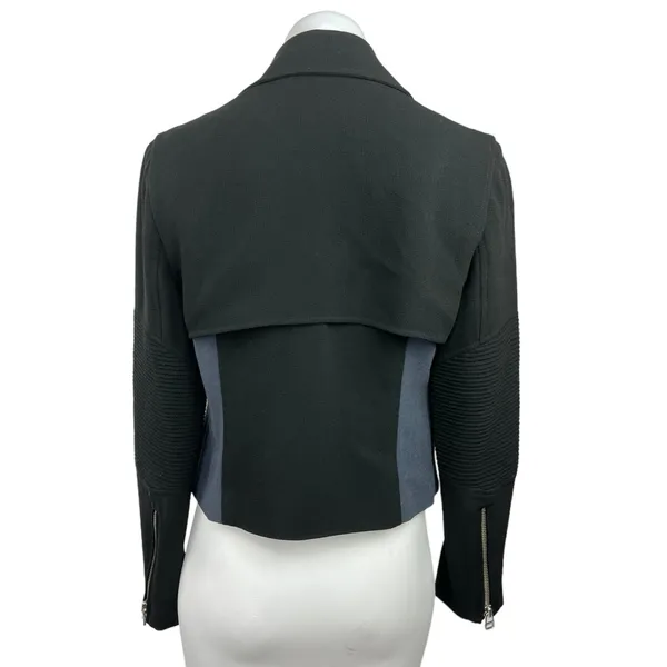 Aritzia Wilfred Montesson Black Blue Asymmetric Zip Moto Jacket Coat Blazer Sz 4 - Image 2