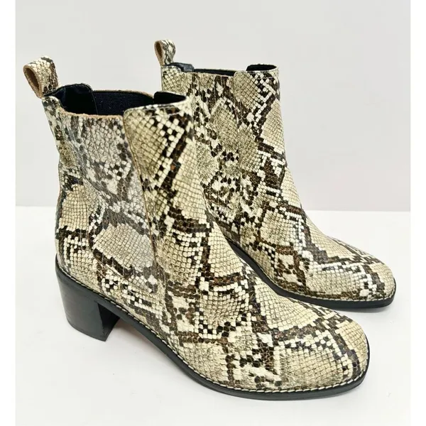 Nordstrom‎ Rack Ankle Booties Size 7 Leather Snake Print Block Heel NEW - Image 3