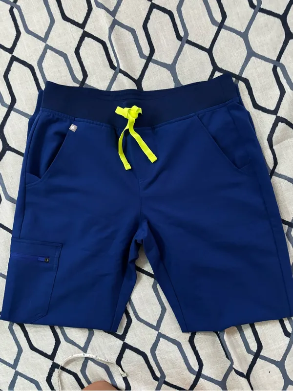 Figs electric blue with neon green drawstring Zamora Joggers size Small- NWOT - Image 3