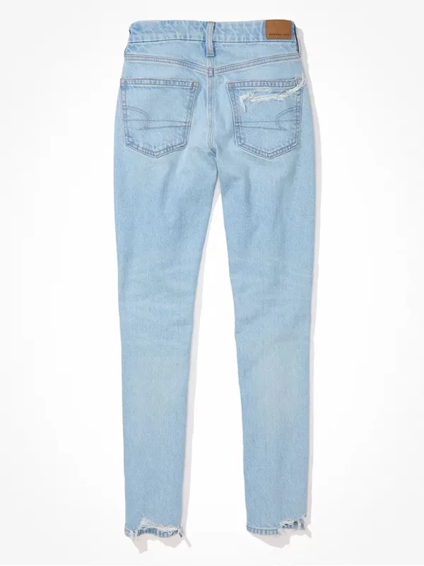 American Eagle Curvy '90s Skinny Jean in Stretch Ripped Destroyed Light Wash - Image 6