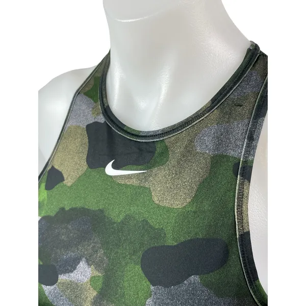 Nike Dri Fit Women's Green Camo Racerback Athletic Sports Bra Crop Top Size M - Image 3