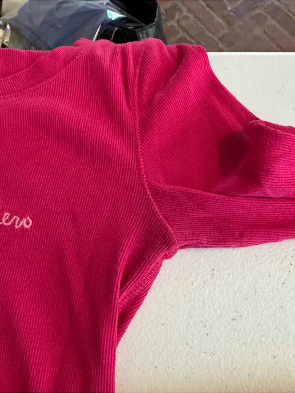 Y2K Preppy Aeropostale Long Sleeve Henley‎ Shirt Pink Slub Knit Size Medium - Image 4