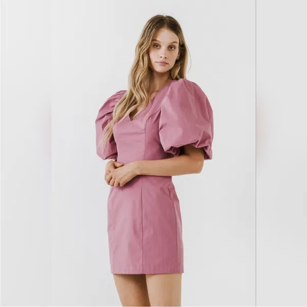 Endless Rose Puff Sleeve Mini Dress in Mauve size‎ XS - Image 3