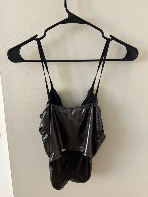 Zara Silver Ruffled Top NWT  - Image 3