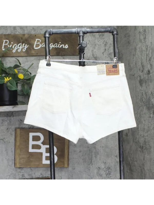 Levi's Womens 501 Original Shorts Denim Jean Jorts Disco Nights White 34 - Image 2