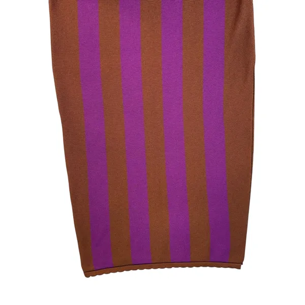 Anthropologie Striped Knit‎ Pencil Boho Skirt Purple Workwear Elegant Size L - Image 5