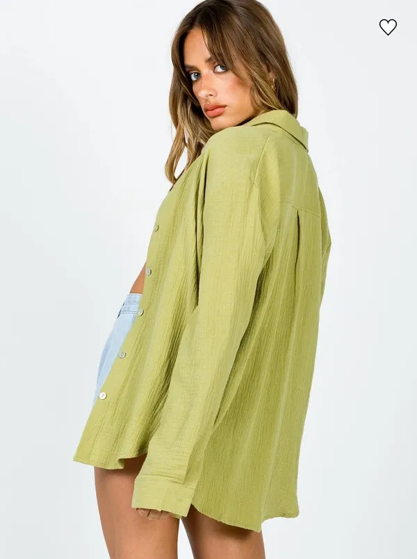 Princess Polly Mahalia Shirt Green - Image 3