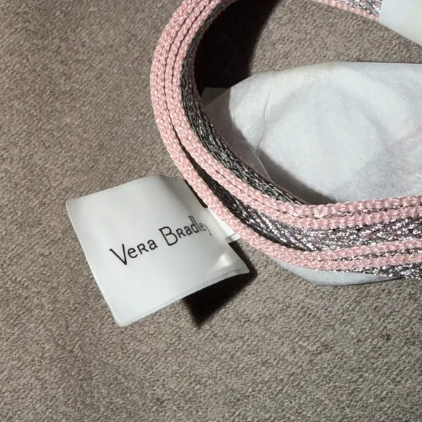 Vera Bradley Rose Quartz Silver Metallic Chevron Lanyard 26805-M97 New - Image 2