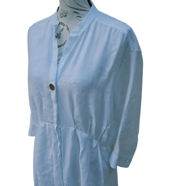 Zara‎ Basic White Lyocell Blend Shirt Dress Button Front Casual Coastal Medium - Image 2