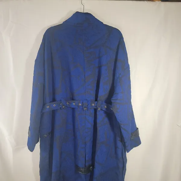 Dee Ocleppo Womens Myah Military Belted Jacquard Trench Coat Sodalite Blue XL - Image 6