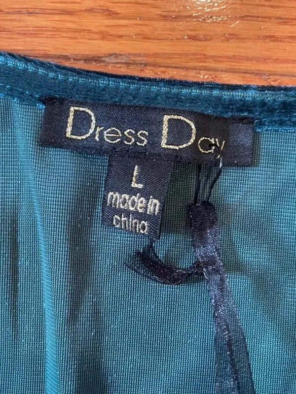 NWT Dress Day Teal Velvet Fit & Flare Dress L Holiday Party Event Cocktail Dress - Image 3