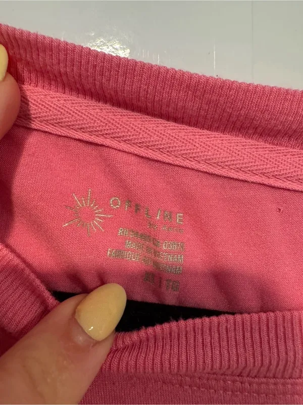 Pink‎ Aerie Soft Long Sleeve Cropped Tee - Image 2