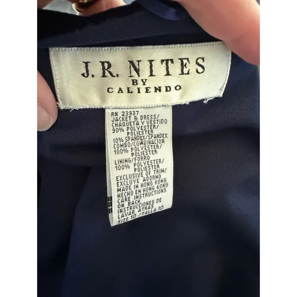J.R. Nites Navy Blue Velvet Beaded Maxi Dress and Bolero Jacket‎ Set Vintage 10 - Image 5