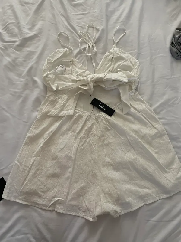 Lulus Soaking Up the Summertime White Tie-Back Skort Romper - Image 14