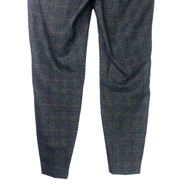 ZARA Gingham Straight Leg Ankle Crop Flat Front Mid Rise 6 Trouser Pants Brown - Image 9