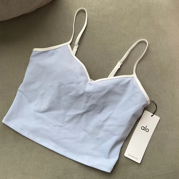 Alo Yoga Airbrush Refined Bra Tank Light Provence Blue/White S - Image 2