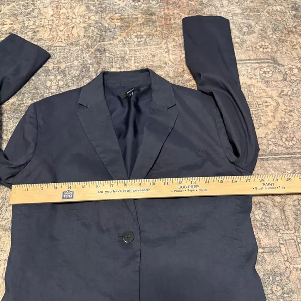 Theory Classic Blazer Navy Blue Linen Blend Size 4 - Image 6