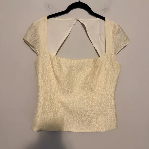 Reformation Cora top ivory brocade 12 feminine romantic classic - Image 2