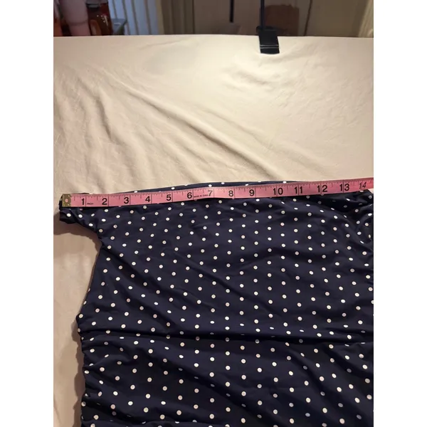SUUKSESS Navy Blue Polka Dot One Shoulder Ruched Tank Top XS - Image 5