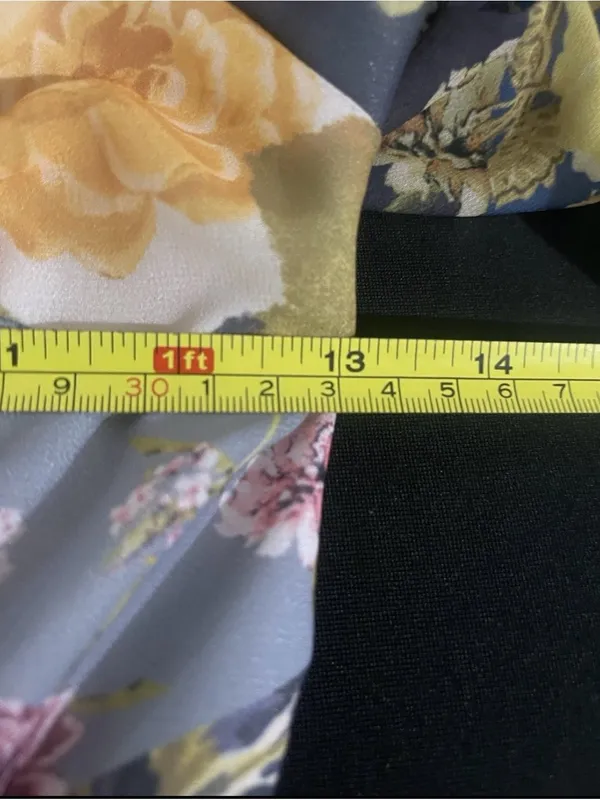 Floral Puff-Sleeve Maxi patchwork style Dress in Multi-Color - Image 5