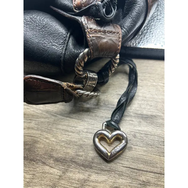Brighton‎ Black Leather Hobo Shoulder Bag and Matching Wallet Set Croc - Image 7