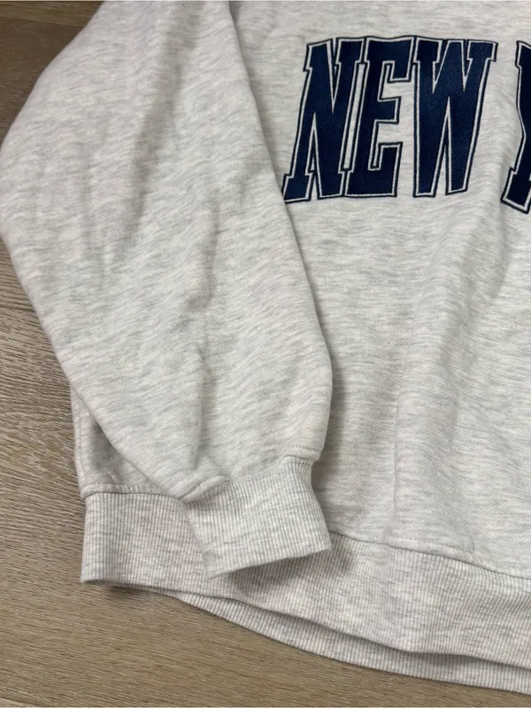 Lazy Sunday Light Gray NEW YORK Crewneck Sweatshirt with Navy Lettering - Image 2