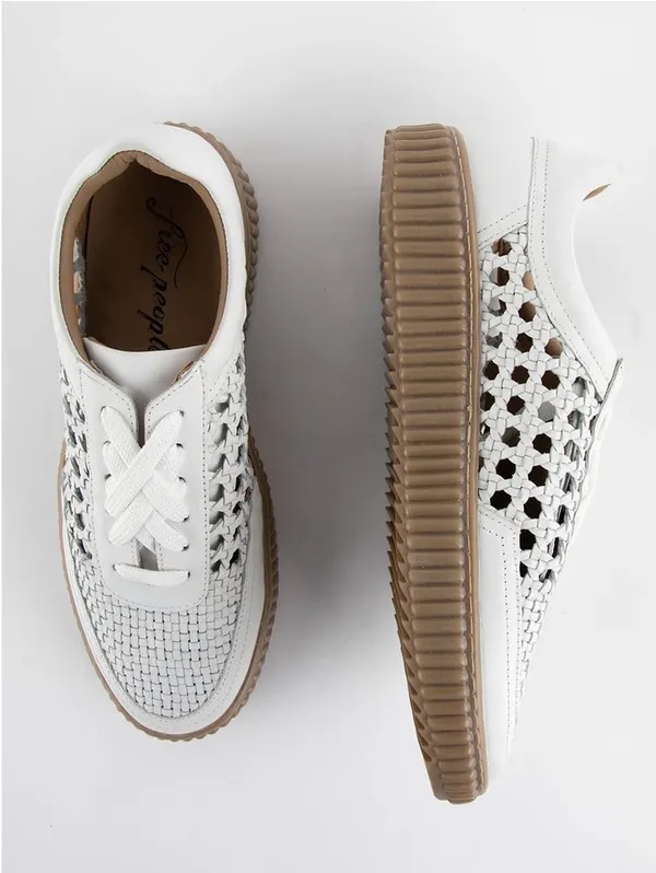 Free People Wimberly White Woven Sneakers with Gum Sole New w/ Box 8.5 - Image 4