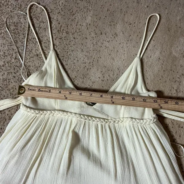Paper Moon‎ Babydoll Tiered Rayon Dress Braided Empire Waist PD15573 Womens L - Image 3