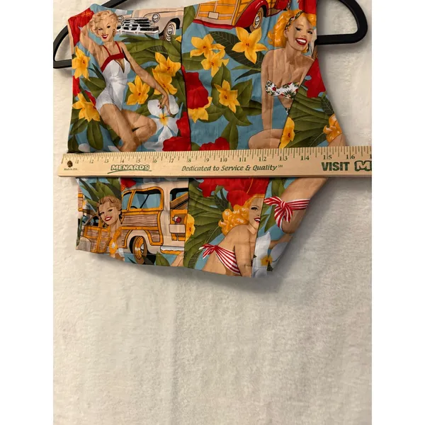Vintage Pin Up Girl Tropical Crop Top Women Small Sleeveless Rockabilly Hawaiian - Image 4