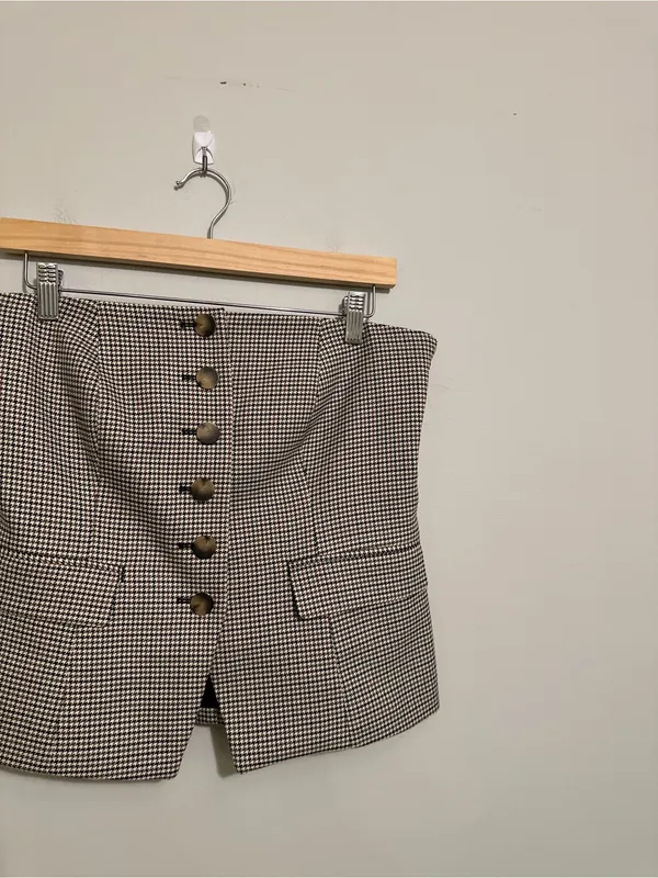 Ann Taylor Plaid Strapless Button Front Vest Top - Size 6 - Image 5
