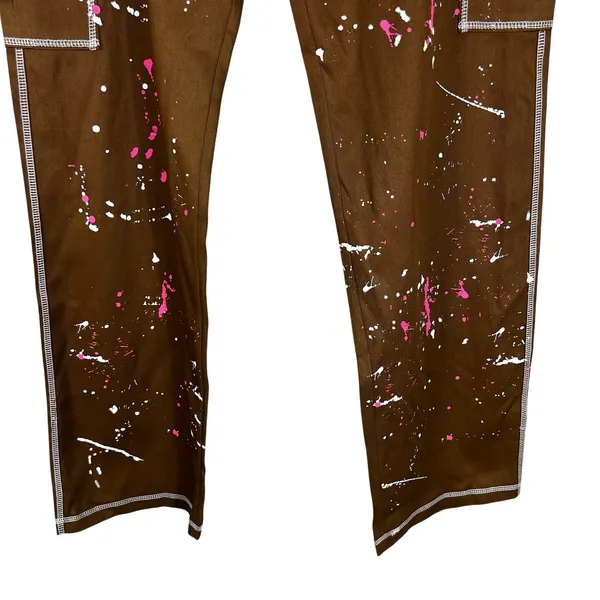 NWT PrettyLittleThing Cargo Pants Womens 6 Paint Splatter Streetwear Y2K Edgy - Image 5