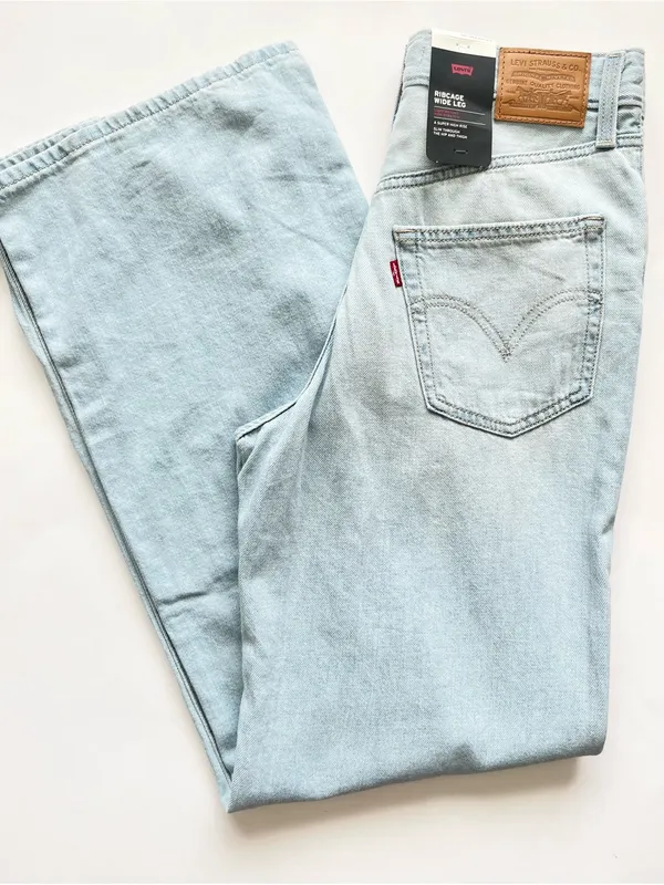 Levi’s Ribcage wide leg jeans linen and denim NEW 28 - Image 5