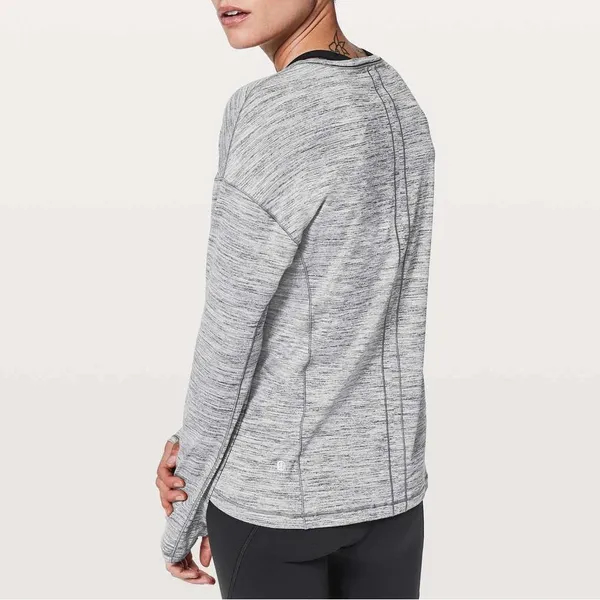 Lululemon 6 Top Sweat Embrace Long Sleeve Space Dye Camo Seal Grey Deep Coal - Image 2