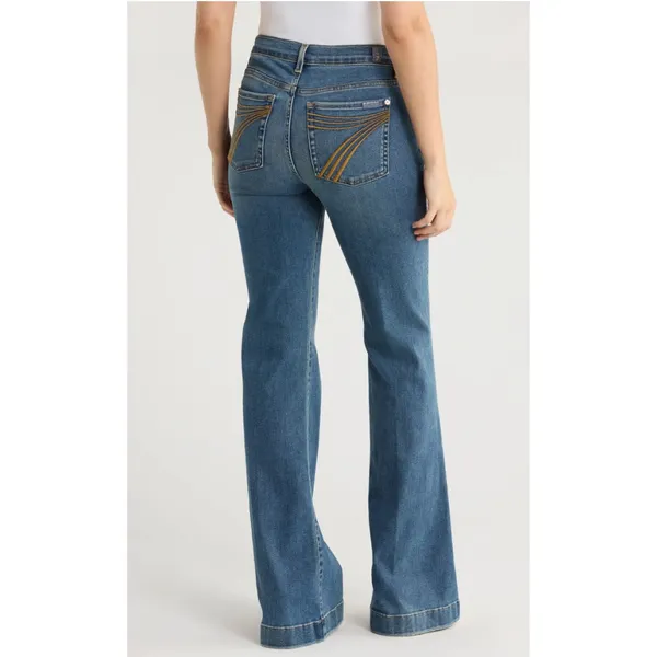7 For All Mankind Dojo Mid Rise Flare Jeans Womens Blue Denim Size 27 - Image 12