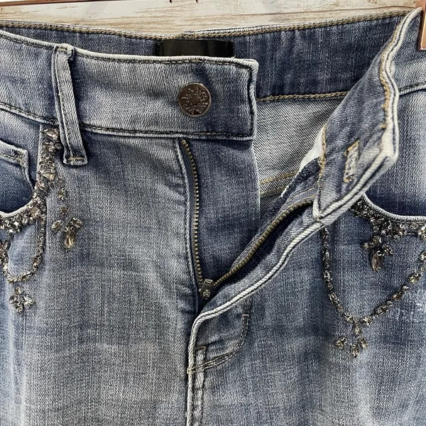 White House Black Market Womens 6 Jeans Embellished Silver Bead‎ Skinny Everyday - Image 4