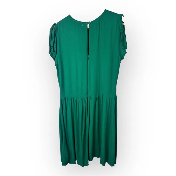 Reformation Womens size 8 Gavin Mini High Slit Flutter Sleeve Dress Green Flaws - Image 2