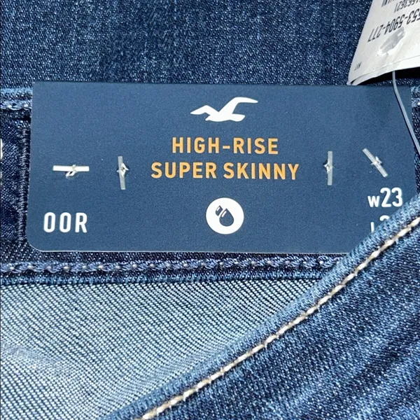 Hollister Dark Blue High Rise Super SkinnyJeans Distressed Size 00R 23W - Image 11