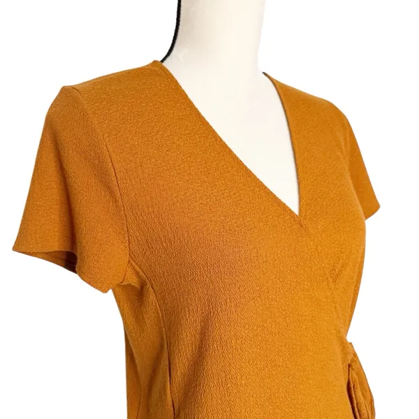 Madewell Textured & Thread Terracotta Burnt Orange Wrap Dress Sz M - Image 5