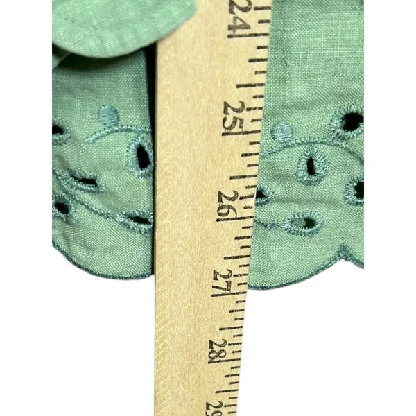 Lauren Ralph Lauren Pistachio Green Floral‎ Eyelet Linen Long Sleeve Button Top - Image 7
