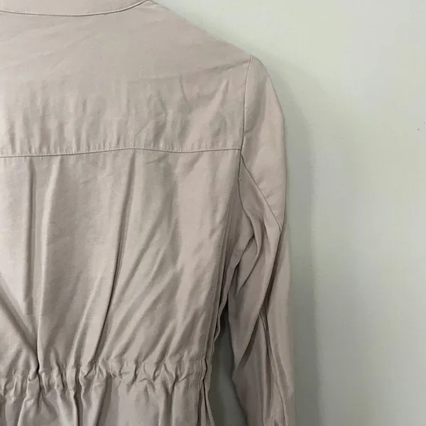 Zara Basic tan cream‎ jacket button down pockets elastic sides trendy classic Size XS - Image 7