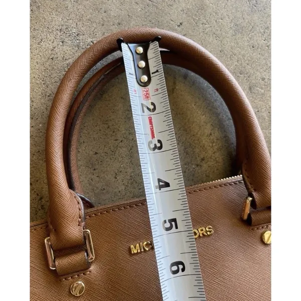 Vintage Michael Kors Women’s Handbag Bag Brown Gold Saffiano Leather Tote - Image 8