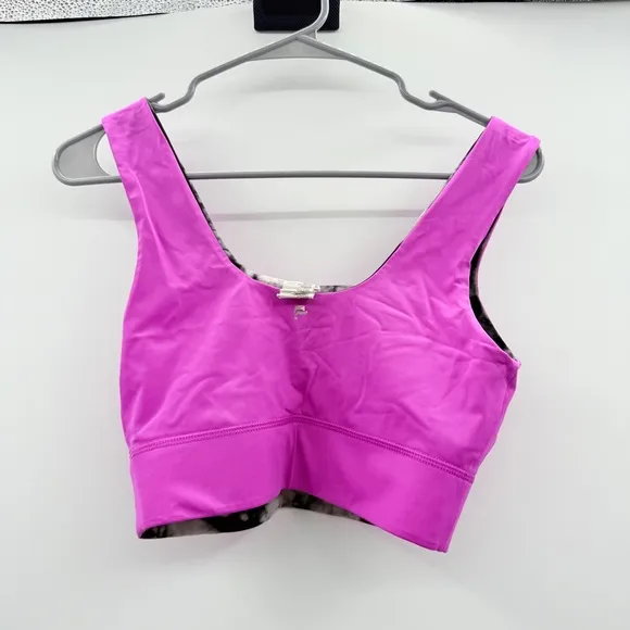 Fabletics Harlow Reversible Medium Impact Sports Bra Sz S Tie Dye Bright‎ Pink - Image 6
