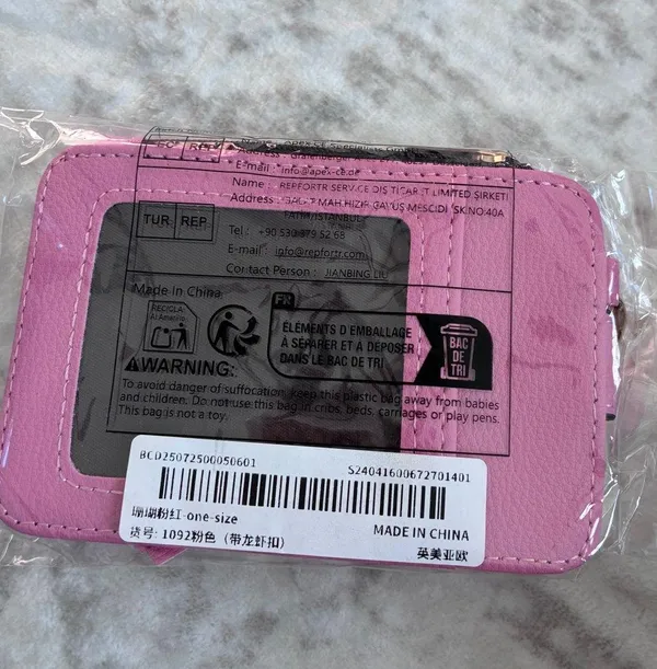 NEW Pink Card Holder Wallet with Silicone Bead‎ Wristlet Keychain Tassel Set New - Image 2
