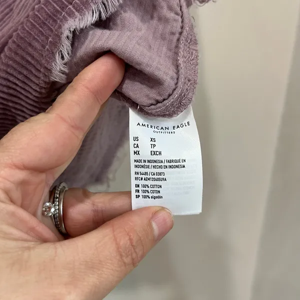 American Eagle Corduroy Cropped Jacket Mauve Button‎ Front Women’s Size XS - Image 5