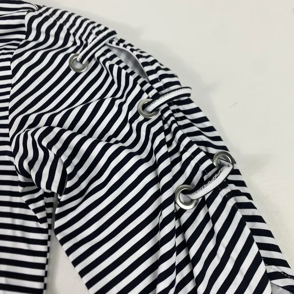 Anthonys Resort Wear Tunic Shirt‎ Womens Small Navy Stripe 3/4 Grommet Sleeve - Image 2