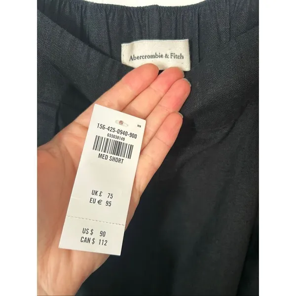 Abercrombie & Fitch black sz M linen wide leg pants w stretchy back linen & cott - Image 3