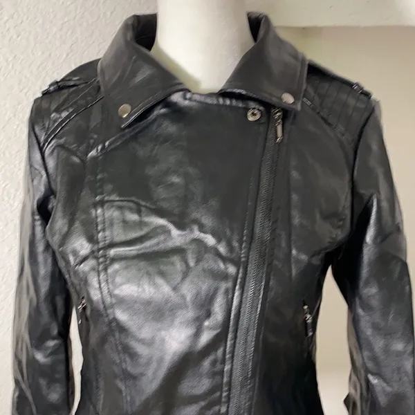 Women’s Black Faux Leather Jacket M Lil Peep NWT - Image 3